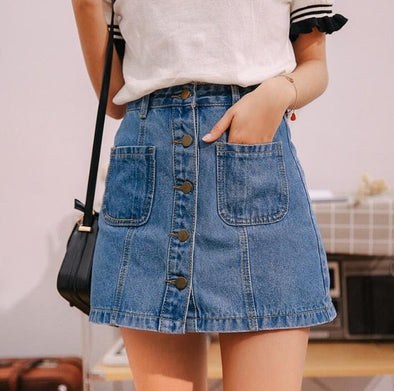 High Waist A-line Mini Skirt