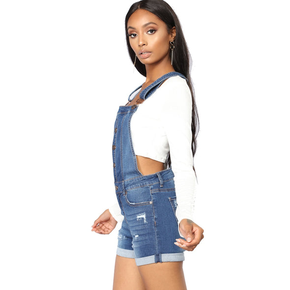 Sleek Roll Up Denim Overalls