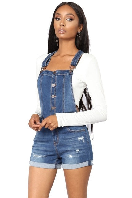 Sleek Roll Up Denim Overalls